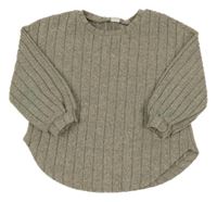 Sivý melírovaný rebrovaný úpletový sveter SHEIN