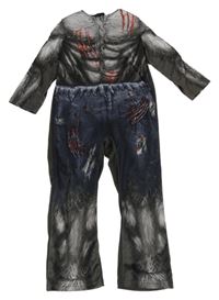 Kostým - Tmavošedo/tmavomodro-šedý overal 