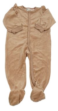 Světlehnědý sametový overal s volánky H&M