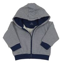 Tmavomodro-biela pruhovaná prepínaci mikina s kapucňou M&S