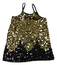 Čierno-zlaté tylové pajetkové šaty M&S