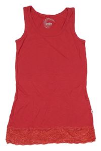Červený melírovaný top s čipkou