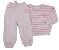 2Set - Světlerůžovo-růžová pruhovaná oversize mikina s nápisy + tepláky St. Bernard
