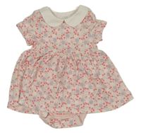 Světlerůžové květované šaty se všitým body H&M