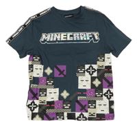 Tmavošedé tričko s Minecraft a pruhem 