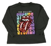 Tmavošedé melírované mikinotriko s The Rolling Stones z flitrů Next