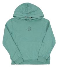 Olivová mikina s dinosaurom a vreckom a kapucňou H&M