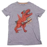 Fialové tričko s dinosaurom Tu