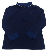 Tmavomodrá vzorovaná polo mikina F&F