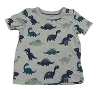 Šedé melírované tričko s dinosaury C&A