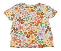 Bílo-barevné květované tričko H&M