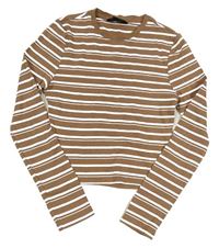 Hnedo-biele pruhované crop tričko New Look