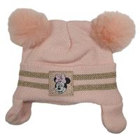 Růžová čepice s Minnie a bambulemi Disney