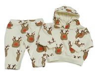 2set - Krémová oversize mikina se soby a kapucí + tepláky Primark