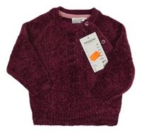 Nové - Vínový žinylkový svetr Ergee