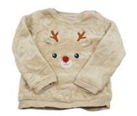 Béžová chlpatá mikina so sobom C&A