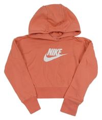 Korálová crop mikina s logem a kapucí Nike