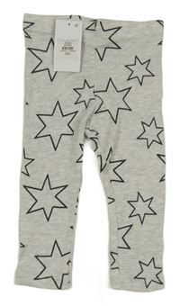 Nové - Šedé melríované žebrované legíny s hvězdami Primark