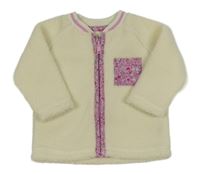 Béžová huňatá propínací mikina s květovanou kapsou Dunnes