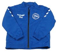 Modrá šušťáková športová bunda s potlačou Hummel