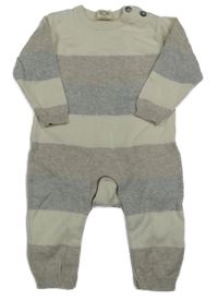 Smetanovo-béžovo-sivý pruhovaný pletený overal Alana