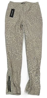 Nové - Béžovo-sivé trblietavé tregíny s leopardím vzorom River Island