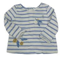 Smetanovo-modrá pruhovaná mikina s kvetinami Next