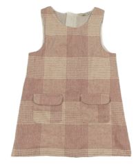 Starorůžovo-krémové kockované vlnené šaty F&F