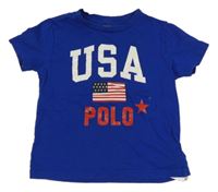 Safírové tričko s americkou vlajkou Ralph Lauren