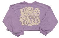 Levandulová crop mikina s nápisom H&M