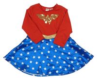 Červeno-modré šaty s logom a hvězdami - Wonder Woman H&M