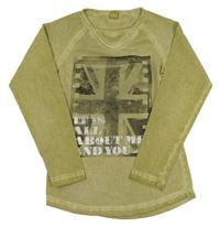 Zelené tričko s britskou vlajkou a kamienkami