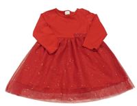 Červené bavlněno/tylové šaty s třpytkami H&M