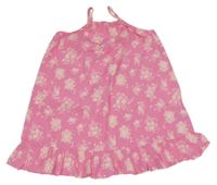 Ružové kvetované plátenné šaty H&M