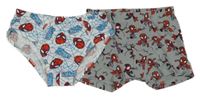 2set - Šedé boxerky se Spidermanem + bílé slipy