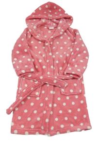 Lososový bodkovaná ý chlpatý župan s kapucňou Alive