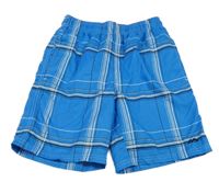 Modro-bielo-čierne kockované plážové kraťasy