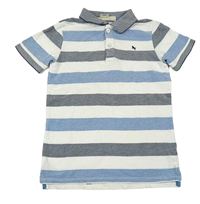 Bielo-modro-tmavomodré pruhované polo tričko H&M