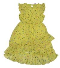 Žlté šifónové šaty s obrázkami a volány Kiki&Koko