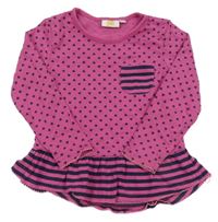 Fuchsiové tričko so srdiečkami a pruhmi Kids