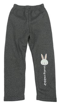 Tmavošedé melírované zateplené legíny s králíkem