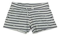 Bílo-černé pruhované kraťasy se srdíčky H&M