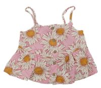 Ružový kvetovaný prepínaci crop top H&M