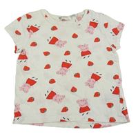 Smetanové tričko s Peppou a jahodami H&M