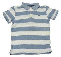 Modro-biele pruhované polo tričko s výšivkou H&M