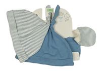 Nové - 4set - 2x bavlněná čepice - bílo-modrá pruhovaná + modrá + 2x rukavičky Primark