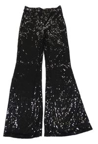 Čierne flitrové podšité flare nohavice H&M