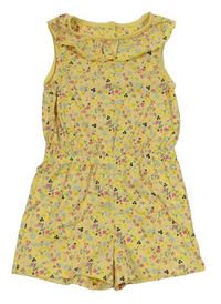 Žltý kvetovaný kraťasový overal s volánikom Mothercare