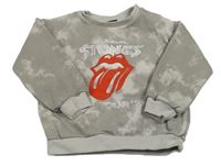 Šedá batikovaná mikina s The Rolling Stones 