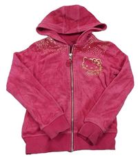 Ružová zamatová prepínaci mikina s Hello Kitty a kapucňou M&S